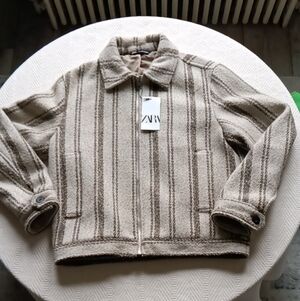 Zara Wool Blend Striped Jacket